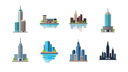 Obraz premium Modern city skylines: flat style architecture and urban landscapes