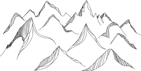 Fototapeta premium Minimalist pen ink of abstract mountain range landscape