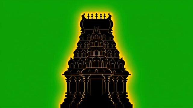 Dark Pyramid in Green Tunnel Observing Calm Corridor