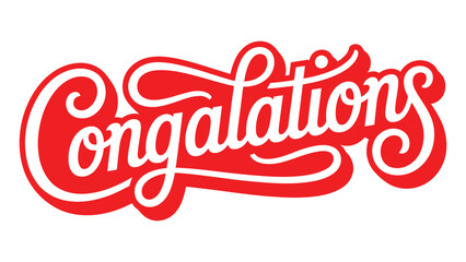 congratulations red retro script typography lettering isolated on light background celebration banner design © Mushtaq