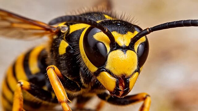 Closeup of a wasps head