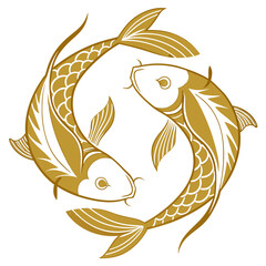 Gold pisces zodiac sign made of two fish © shahin10