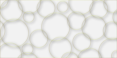 Modern design background for report and project presentation template.Abstract background golden circle stock line with shadows. Minimal style white website banner, decoration Vector. © Sayeda