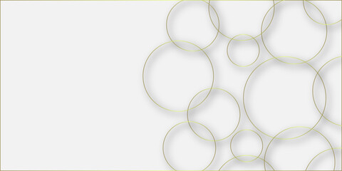 Modern design background for report and project presentation template.Abstract background golden circle stock line with shadows. Minimal style white website banner, decoration Vector. © Sayeda