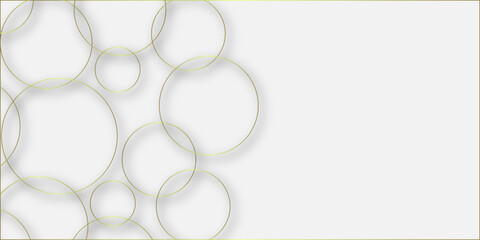 Modern design background for report and project presentation template.Abstract background golden circle stock line with shadows. Minimal style white website banner, decoration Vector. © Sayeda
