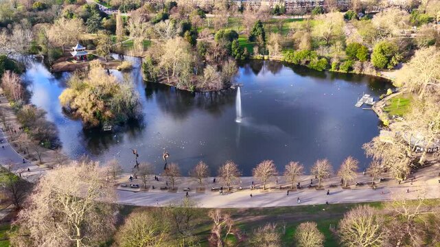 West Boating Lake Victoria Park London 4K Aerial Drone
