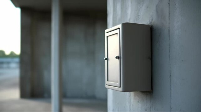 Mounted electrical junction box representing facility maintenance