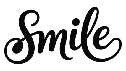Fototapete Rund Positive Typografie smile elegant script typography lettering isolated on light background minimal motivational word design  © Mushtaq