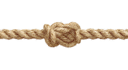 Thick Rope Tied in a Secure Knot Isolated on Transparent Background