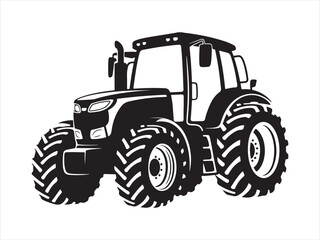 Obraz premium Vector illustration of silhouette of a vintage farm tractor illustration isolated on white background 