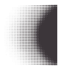 Diagonal gradient halftone dots pattern in black and transition