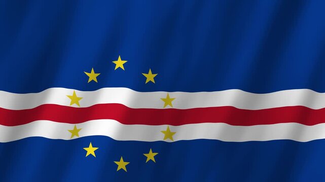 Cape Verde Flag Waving on Wind, Realistic 4K Background Animation