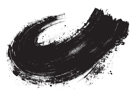 Black Paint Brush Stroke Isolated on White Background
