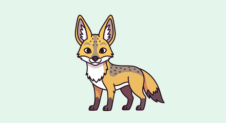 Obraz premium Cute cartoon illustration of a smiling fox standing on light background.