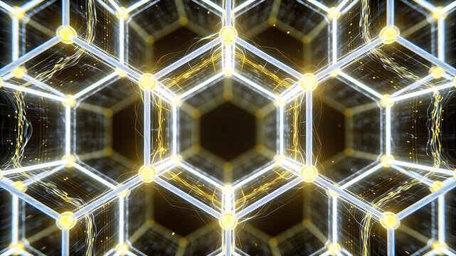 Geometric pattern with glowing lines