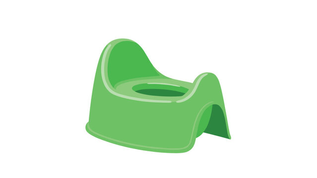 A bright green plastic potty training chair, designed for toddlers and children, isolated against a clean white background.
