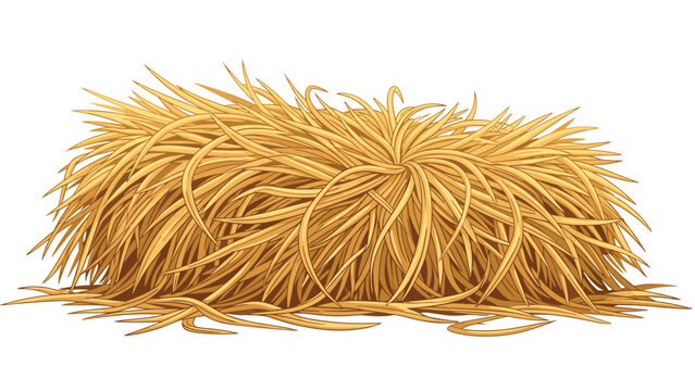 A large, textured pile of golden hay or straw, depicting dry harvested grass commonly used for animal feed or bedding.