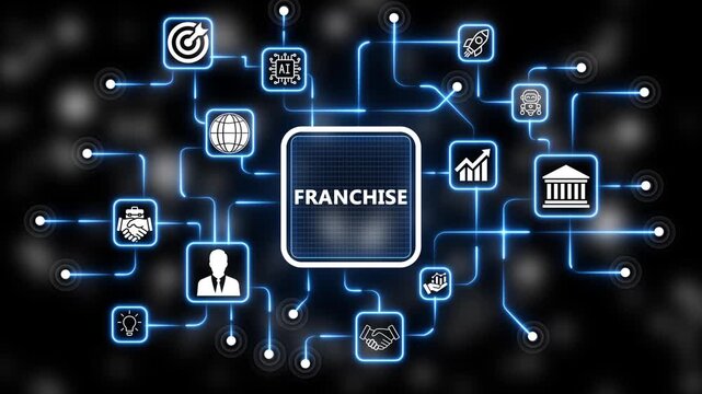  Coach motivation to franchise improvement. Education concept. Training. Leadership skills. Human abilities. Internet, business, Technology and network concept. 4k animation neon