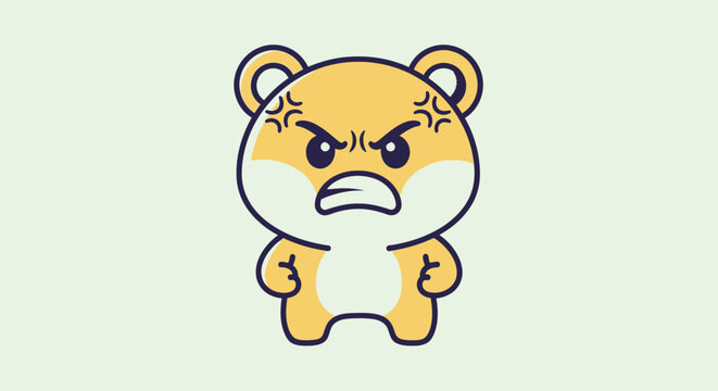 Angry cartoon bear character with clenched fists expressing frustration.