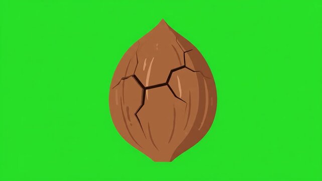 Nut Brown Nut on Bright Green Background Illustrating A Nut In Close Up
