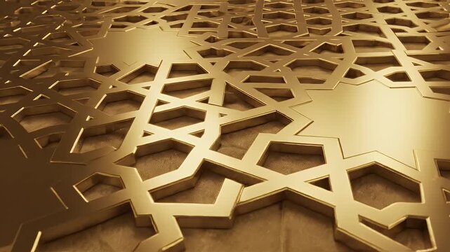Gold-toned geometric pattern on a textured surface, possibly a decorative element