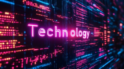 Fototapeta premium Exploring neonlit technology ai innovations in a futuristic digital landscape virtual reality tech-driven environment futuristic perspective