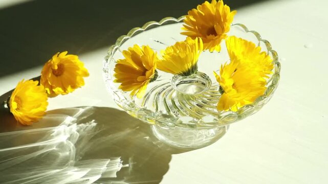 yellow flower in a glass