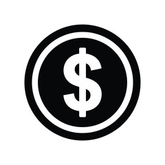 Obraz premium A simple black and white icon depicting a united states dollar coin