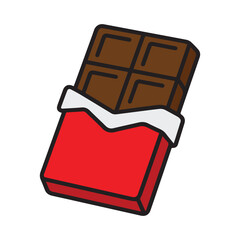 Vector delicious chocolate bar in red packaging