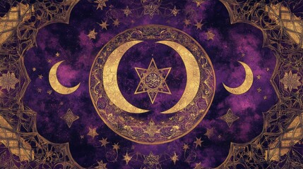 Fototapeta premium Sacred ramadan celebration intricate patterns and celestial symbols stunning background spiritual environment artistic viewpoint
