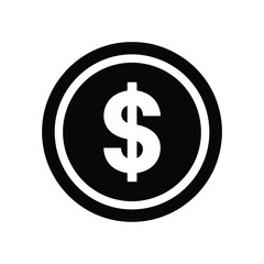 Obraz premium Simple black and white icon depicting a united states dollar coin