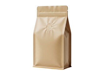 Realistic kraft paper bag mockup with a resealable zipper on transparent background