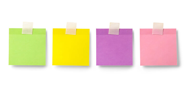 Sticky note reminder. Post it note paper colorful sheets for notes isolated on white or transparent background