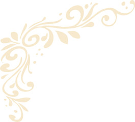 Fototapeta premium A soft beige ornamental corner flourish with elegant swirling leaves and decorative scrollwork