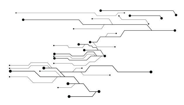 Vectors White Abstract geometric dots and lines connection circuit concept. Hi tech digital connect, communication, High technology concept.