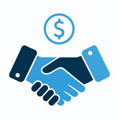Financial Agreement: Symbolic image depicting a partnership in the world of finance, with two hands clasped in a handshake and a currency symbol hovering above, representing trust and mutual benefit.