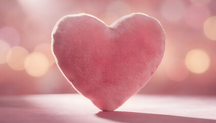 Obraz premium Soft Pink Heart Still Life with Bokeh Lights: Express Love, Romance, Affection, Valentines, Celebrate Special Moments, Gift Ideas, Decoration, Card, Greeting Card
