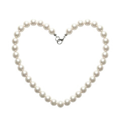 Obraz premium Pearl necklace heart shape isolated. Romantic jewelry concept.