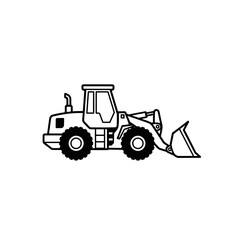 Line Art Illustration of a Wheel Loader Construction Vehicle