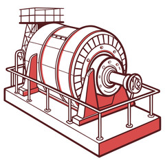 Red and white of a ball mill machine industrial mining equipment © md razab 1122