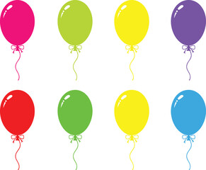 Colorful balloon icon set in bright rainbow colors for birthday parties celebrations holidays and festive design