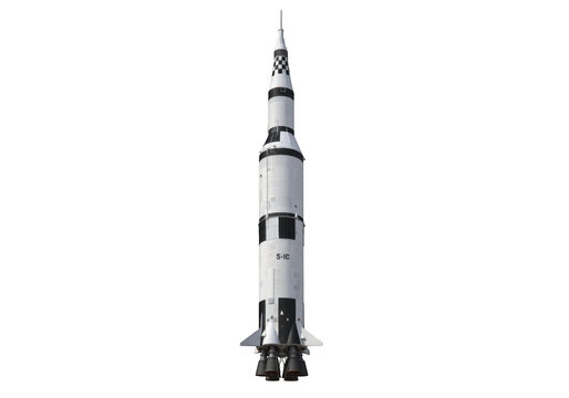 Saturn v rocket isolated on transparent background