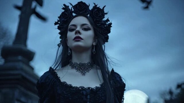 Gothic Girl mit einer Dornenkrone