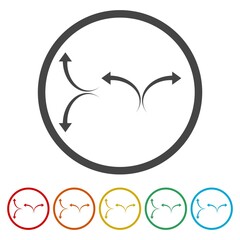 Directions Arrow Icons. Set icons in color circle buttons