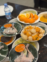 Assortment of Indonesian Dishes on Plates