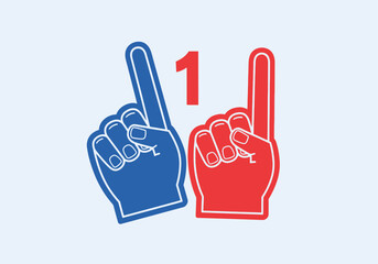 Obraz premium Clean modern flat vector illustration of foam finger fan hands