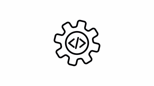 Simple Line Animation. Running Code on Alpha Channel. Programming and Software Development Animation for Web, App, and Technology Video. 4K Animation