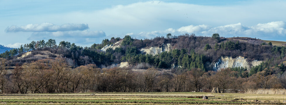 Praid Salt Hill Landscape in Harghita County Romania After Mine Collapse.