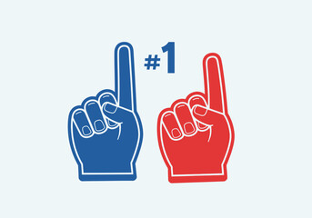Clean modern flat vector illustration of foam finger fan hands