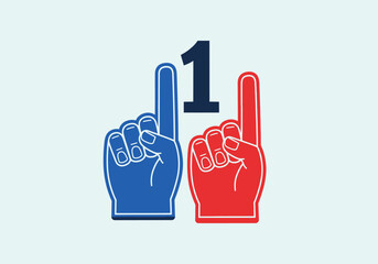 Fototapeta premium Clean modern flat vector illustration of foam finger fan hands